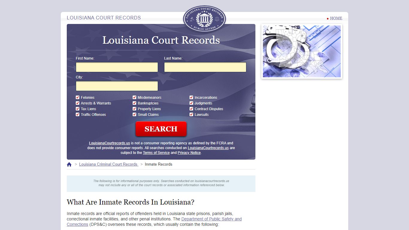Louisiana Inmate Search | LouisianaCourtRecords.us
